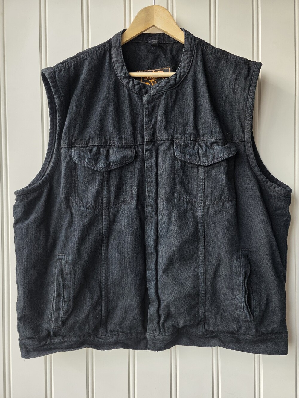 Milwaukee Perfomance Black Denim Zip Up Biker Club Vest Mens 4XL